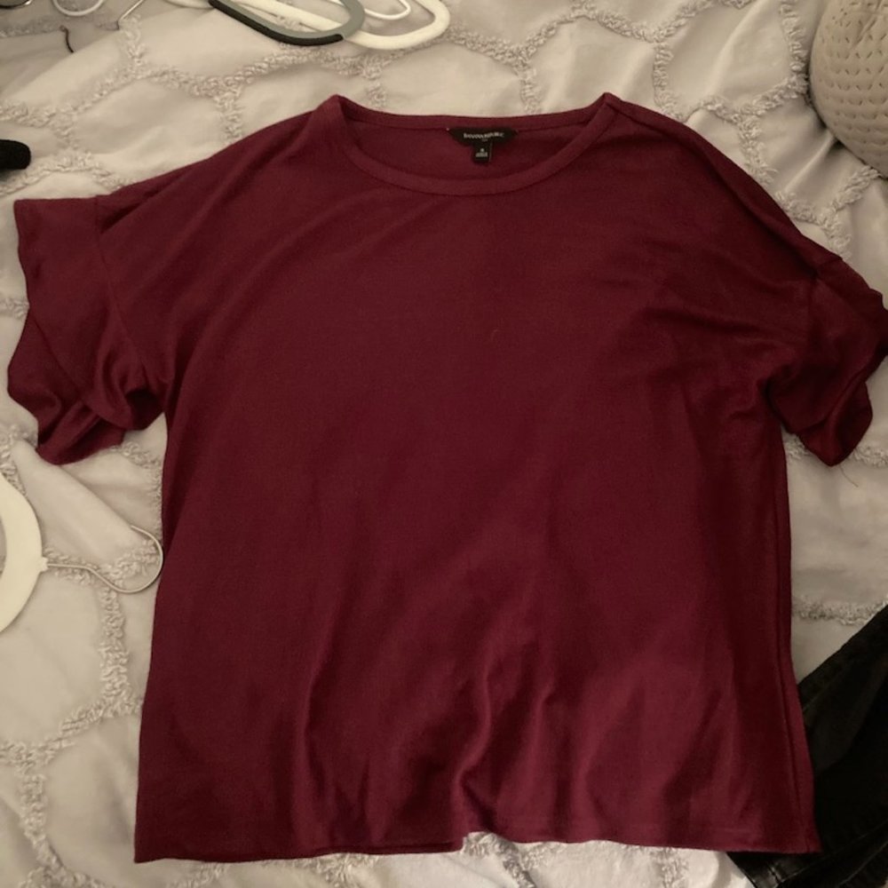 Wine colored ruffled shirt